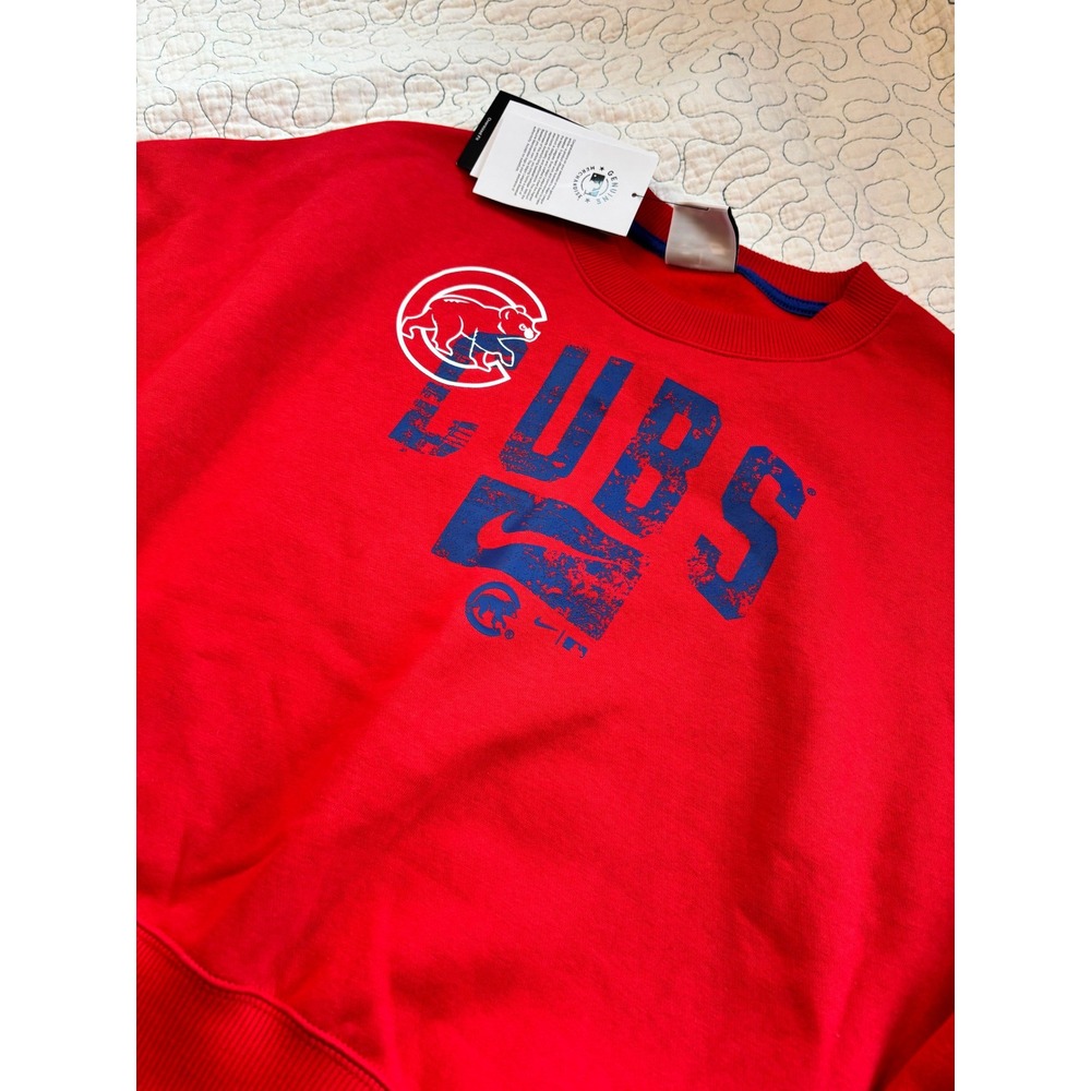 Nike Chicago Cubs Womens Red Crew Neck Cropped Sweatshirt Size S - Picture 2 of 6